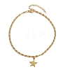 Summer Beach 304 Stainless Steel Starfish Charms 3 Layer Anklets for Women AJEW-F068-01G-5