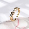 Brass Micro Pave Clear Cubic Zirconia Cuff Finger Rings for Women RJEW-C116-05G-2