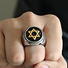 Star of David Pattern 304 Stainless Steel Finger Rings for Men FS-WGD55C6-16-1