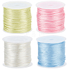 4 Rolls 4 Colors Nylon Satin Rattail Cords NWIR-SC0001-20B-1