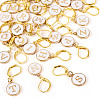 26Pcs Flat Round with Letter A~Z Alloy Enamel Pendant Locking Stitch Markers HJEW-TAC0089-3