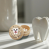 Round Beech Wooden 3D Engraved My First Tooth Box CON-WH0120-004-4