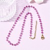 304 Stainless Steel with Glass Faceted Rondelle Bead Handmade Link Chain Birth Stone Necklaces for Women NJEW-G195-01G-08-1