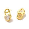 Heart Brass Micro Pave Cubic Zirconia Stud Earrings EJEW-H128-01G-2