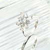 Flower Rotatable Open Cuff Rings for Women RJEW-G333-01A-1