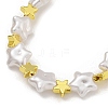 Rack Plating Brass & ABS Plastic Pearl Beads Star Beaded Necklaces for Women NJEW-C059-19G-2