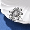 Flower 304 Stainless Steel Open Cuff Ring for Women RJEW-M049-04P-1