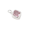 925 Sterling Silver Pave Cubic Zirconia Square Charms with Jump Rings and 925 Stamp STER-D288-05S-02-2