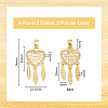 DICOSMETIC 4Pcs 2 Colors Brass Micro Pave Clear Cubic Zirconia Pendants KK-DC0003-38-2