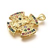 Rack Plating Brass Micro Pave Cubic Zirconia Pendants KK-L226-049G-01-2