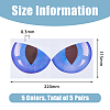 SUPERFINDINGS 5 Sheets 5 Colors Eye Shape Waterproof PVC Car Stickers FIND-FH0008-63-2