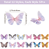 60Pcs 12 Styles 3D Gauze Butterfly Ornament Accessories FIND-SP0020-64B-2