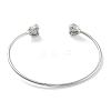 Heart Clear Cubic Zirconia Cuff Bangles BJEW-Z072-01P-3