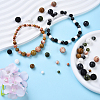 Natural Red Netstone & Taiwan Jade & Lava Rock & Wood Lace Stone & Larvikite Round Bead Sets G-YW0002-20-5