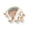Brass Micro Pave Colorful Cubic Zirconia Connector Charms KK-B059-05G-02-1