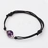 Adjustable Natural Gemstone and Waxed Cotton Cord Bracelets BJEW-JB02333-2