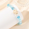 Ocean Dyed Synthetic Turquoise Sea Turtle Electroplate Glass Faceted Rondelle Beaded Stretch Bracelets for Women BJEW-JB14386-02-2