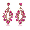 Teardrop Brass with Rhinestone Stud Dangle Earrings FS-WGBB975-01-1