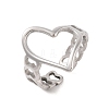 Non-Tarnish 304 Stainless Steel Hollow Heart Open Cuff Finger Rings for Women RJEW-S414-03B-P-1