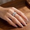 Brass & Imitation Pearl Cuff Open Rings for Women WGE0FB6-01-2