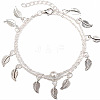 Ethnic Style Alloy Leaf Tassel Double Layered Anklets for Women FS-WG91AE1-02-1