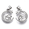 Brass Micro Pave Cubic Zirconia Pendants ZIRC-T013-09P-NF-2