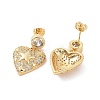 Clear Cubic Zirconia Heart with Star Dangle Stud Earrings EJEW-P224-10G-2