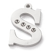 Tarnish Resistant 304 Stainless Steel Letter Pendant Rhinestone Settings LS-STAS-J028-01S-1