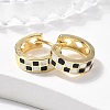 Tartan Pattern Enamel Chunky Hinged Huggie Hoop Earrings for Women EJEW-P196-22G-01-4