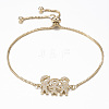 Adjustable Brass Micro Pave Cubic Zirconia Bolo Bracelets BJEW-G583-11G-1
