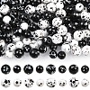 200Pcs 4 Styles Printed Opaque Acrylic Round Beads ACRP-YW0001-19-1