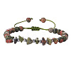 Natural Unakite Round Beads & Chips Braided Bead Bracelets for Women Men MK7724-8-1