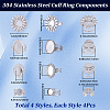 16Pcs 4 Styles Adjustable 304 Stainless Steel Open Cuff Ring Components STAS-SC0020-85-2