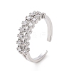 Clear Cubic Zirconia Open Cuff Ring RJEW-E072-10P-1