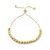 Rack Plating Brass Round Beaded Slider Bracelet with Clear Cubic Zirconia for Women BJEW-F432-03G-1