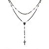 Men's Rosary Bead Necklace with Crucifix Cross NJEW-I011-6mm-04-1