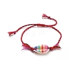 Printed Cowrie Shell Beads Braided Beads Bracelets BJEW-JB05058-03-1