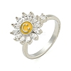 Sunflower with Smiling Face Enamel Rotatable Cuff Rings for Women RJEW-M016-07P-2