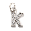 Initial Letter Brass with Cubic Zirconia Charms KK-Q814-26K-P-1