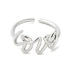 Word Love Brass Open Cuff Ring for Women RJEW-A040-04P-2