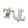 Synthetic Turquoise & Alloy Pendants PALLOY-H146-01AS-T-2