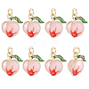 8Pcs Brass Enamel Peach Charms KK-BBC0025-20-1