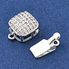 Brass Micro Pave Clear Cubic Zirconia Box Clasps KK-C080-10S-2