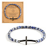 Natural Blue Spot Jasper Cross Bracelet for Men UK5229-2-1