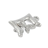 Brass Crystal Rhinestone Letter Links Connector Charms KK-S395-06P-E-2