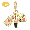 1Pc Valentine's Day Brass Micro Pave Clear Cubic Zirconia Enamel European Dangle Charms KK-YW0002-60-1