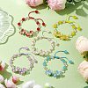 Flower Glass & Acrylic Braided Bead Adjustable Bracelets for Women BJEW-JB10446-2