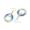 Teardrop ABS Plastic Imitation Pearl & Glass Seed Beads Dangle Earrings EJEW-MZ00164-4