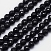 Faceted Round Natural Black Tourmaline Bead Strands G-I160-02-8mm-1