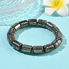 Column Natural Gold Pyrite/Golden Pyrite Beads Stretch Bracelets for Women Men BJEW-A148-01A-29-2
